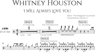 Whitney Houston - I Will Always Love You (Drum transcription) | Drumscribe!