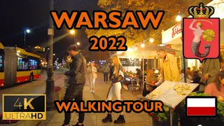 ⁴ᴷ⁶⁰ 🇵🇱 Warsaw By Night | Walking Tour (October 2022) [4K]