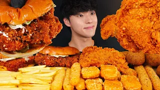 ASMR MUKBANG FRIED CHICKEN & CHICKEN SANDWICH & CHICKEN NUGGETS & CHEESE STICK & FRIES EATING SOUNDS