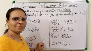 Conversion of Fractions to Decimals (Denominator 100 or 1000) || Decimals || Planet Maths