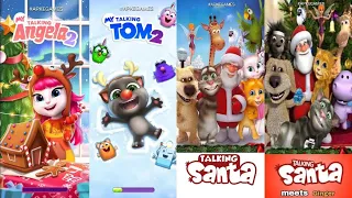 My Talking Angela 2 vs My Talking Tom 2 vs Talking Santa vs Talking Santa meet Ginger Gameplay