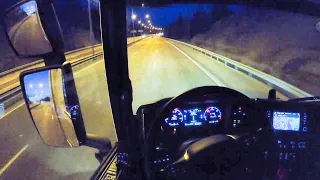 Epic Night time driving after Sunset! Scania R500 + Trailer, long full trip.