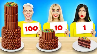 100 Layers of Chocolate Food Challenge |  Yummy Food War with Chocolate for 24 HRS by RATATA