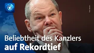 ARD-DeutschlandTrend: Zufriedenheit mit Kanzler Scholz auf Rekordtief