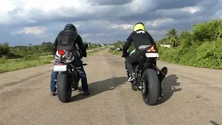 DAYTONA 675R vs ZX-6R QUARTER MILE DRAG!! | WHO IS FASTER??