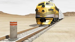 Trains vs Bollards – BeamNG Drive | 3D Ninja