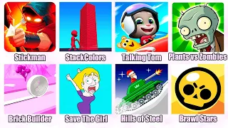 Brawl Stars,Save The Girl,Hills of Steel,Talking Tom Sky Run,StackColors,PlantsvsZombies,Бравл Старс