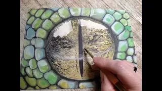 Realistic drawing snake eye (watercolor)Как нарисовать глаз змеи(2019)