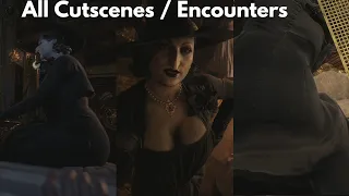 All Lady Dimitrescu Cutscenes & Encounters, but SHE IS A WITCH with WITCH HAT & NOSE & MAKEUP