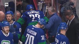 Travis Hamonic Leaves Game After Hit From Brad Marchand