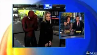 Spidey senses FAILING  Superhero DROPS reporter on GMA