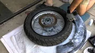 Fixing a flat motorcycle tire - tubed