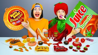 Red Food VS Orange Food Challenge 음식 챌린지 Mukbang by Pico Pocky