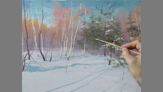 Зимний пейзаж маслом - Уроки живописи маслом для начинающих - Юрий Клапоух