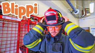 Blippi Visits a Firetruck Station | Blippi Visits | Learn about Vehicles for Kids | Videos for Kids