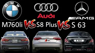 BMW M760li vs Audi S8 PLUS vs Mercedes S63 0 - 300 km/h ACCELERATION SPEDOMETER RACE