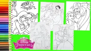 Coloring Disney Princess Snow White Ariel Cinderella Aurora Belle for kids