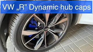 Dynamic hub caps | The wheel spins, The logo „R” sticks | Volkswagen Golf R "20 Years"