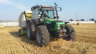 akcja presowanie 2021 DEUTZ-FAHR agrofarm420 i prasa CLAAS VARIANT260 żniwa 2021