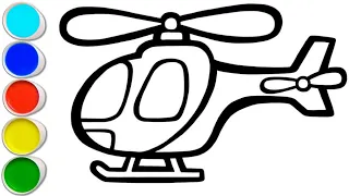 Helicopter drawing, Painting & Coloring For Kids and toddlers - Drawing for kids