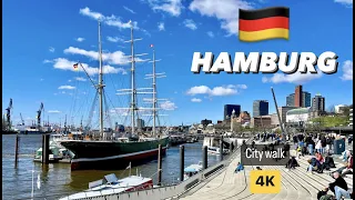 HAMBURG CITY WALK, HAFEN CITY, DEUTSCHLAND. GERMANY, 4K, UHD, 60 FPS