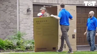 Military Husband Surprises Wife By Bursting From Sears Delivery Box