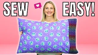 How to Sew a Pillowcase for Beginners // Step by Step Tutorial!!