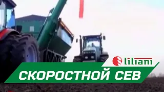 Скоростной сев с помощью бункера-перегрузчика в ГК РУССКИЙ ДОМ. Курская область, 2014 г.