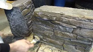 Как покрасить декоративный камень от А до Я  Покраска камня из плиточного клея своими руками