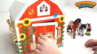 Genevieve Plays with Farm Animals and Wooden Marble Maze!