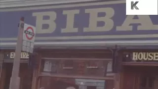 1960s POV from Car Past Biba, Kensington, Swinging London