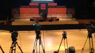 Media set up for VP Joe Biden's visit to Syracuse University