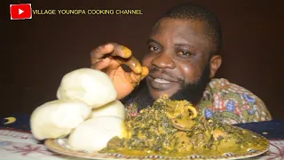 ASMR MUKBANG BITTER LEAF SOUP WITH SNAIL+COW BEEF & FUFU/ NIGERIAN FOOD MUKBANG