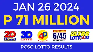 Lotto Result January 26 2024 9pm PCSO