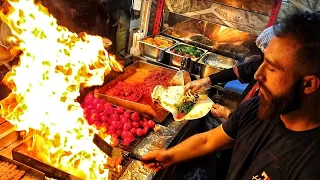 super hot! Barbecue kebab in iran street food - Iranian kebab persian food Johnny Depp