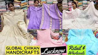 Pure & Viscose Suits, Sarees & Lehengas, Chanderi & Cotton Kurtis, Pants at Global Chikan Handicraft