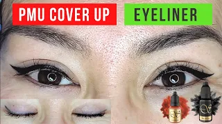 How to correct grey and blue eyeliner. Cover up old PMU eyeliner