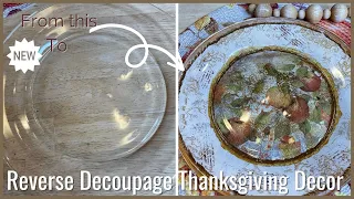 Reverse Decoupage || DIY Fall Plates || DIY Thanksgiving Decor