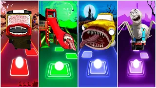 Spider House Head 🆚 Bus Eater 🆚 Pixel Car Mcqueen 🆚 Thomas The Train EXE | Tiles Hop EDM Rush!