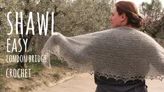 HOW TO CROCHET EASY CIRCULAR SHAWL | London Bridge Shawl | Lanas y Ovillos in English