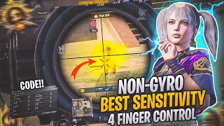 NEW🔥BEST NON-GYRO SENSITIVITY CODE + 4 FINGER CONTROL SETTINGS | ANDROID | PUBG MOBILE/BGMI