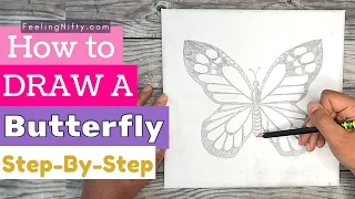 How To Draw a Butterfly 🦋Easy for Kids, Teens & Adults 🦋Beginner Step-by Step Drawing Tutorial