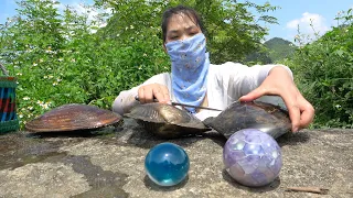 The girl unexpectedly obtained a giant clam, and after uncovering its shell,the pearls were stunning