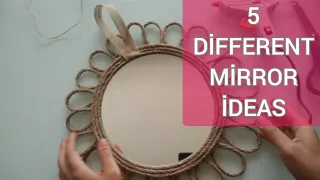5 different MİRROR DESİGNS from jute rope.MİRROR WALL DECORATİON ideas living room.DIY MİRROR DECOR