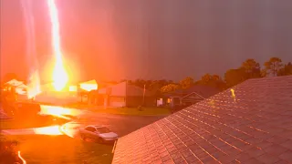 Close (positive) Lightning Strike Caught on Camera