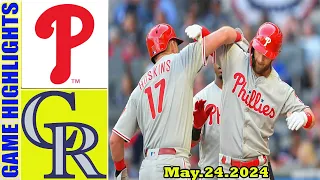 Colorado Rockies vs. Philadelphia Phillies (05/24/24)  FULL GAME HIGHLIGHTS |  MLB  Season 2024