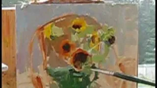 Plein Air Oil Painting Demo - A Study "Sunflowers Misty Day" by Ramona Dooley