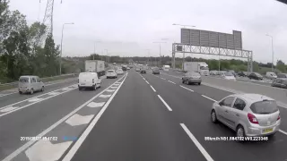 Near miss, dangerous driver joining motorway