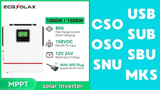 Energy mixing and charge priorities. Solar hybrid inverter ECGSOLAX 1KW 12V.
