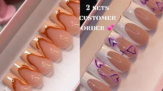 Make a full press on nails order with me 💞 How to make press on nails | press on nails business